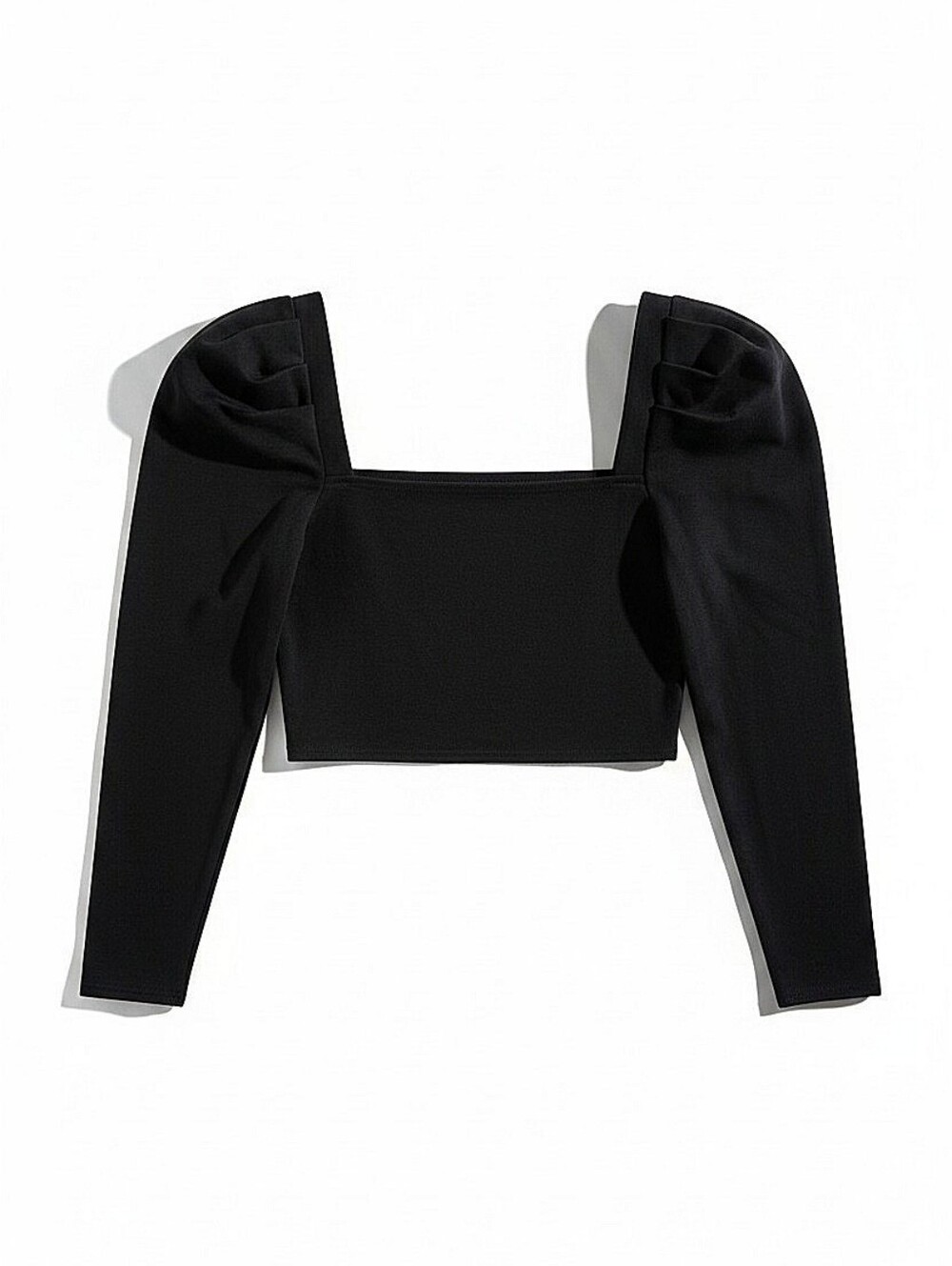 NWT! Lulus Black Puff-Sleeve Square Neck Crop Top - Women - Picture 3 of 5